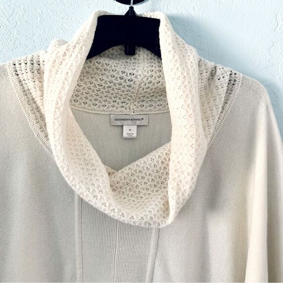 Christopher & Banks Cream Cowl Neck Tunic Sweater Size Large - Picture 4 of 10
